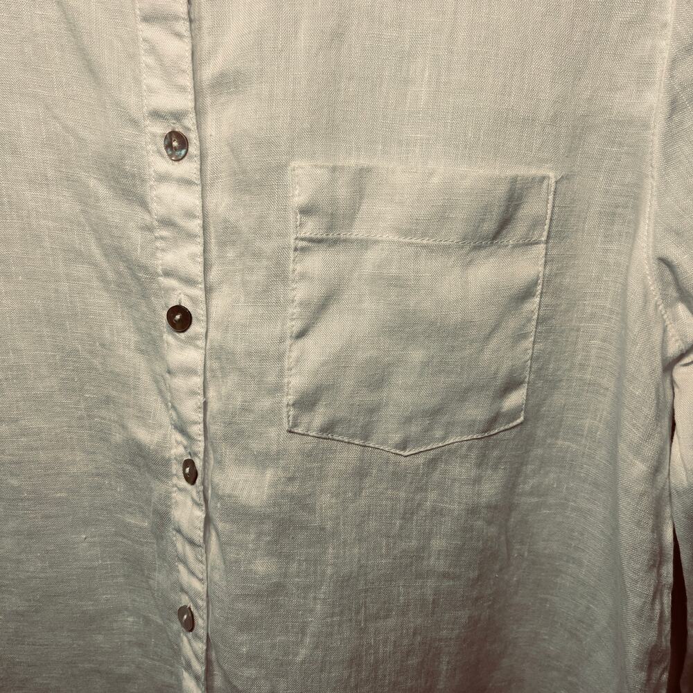 Sigrid Olsen Tunic Blouse White Linen Button Up Beachy Coastal Vacation  M - Picture 2 of 8